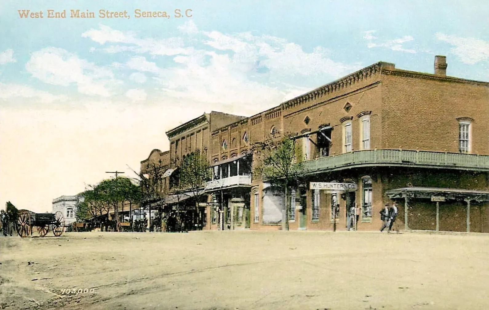 Main Street in Seneca on a postcard from about 1908